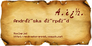 Andráska Árpád névjegykártya