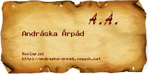 Andráska Árpád névjegykártya